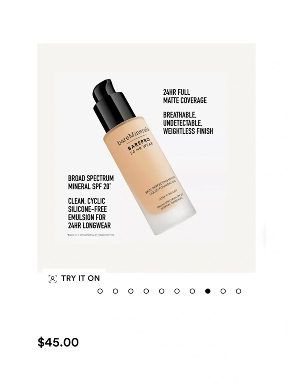 bare Minerals BAREPRO 24HR Wear Skin-Perfecting Matte Liquid Foundation Mineral